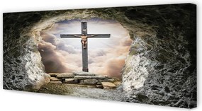Obraz canvas na ścianę Jaskinia, Krzyż, Światło i Jezus