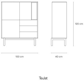 Ciemnoszara wysoka komoda 100x120 cm Corvo – Teulat