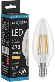 Mexen Vintis żarówka filament LED E14, C35, 4W, Ciepła - 2700K, 470 lm, clear - L154-E14-0427-00