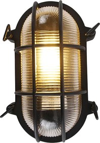 Industrialna lampa ścienna i sufitowa czarna owalna IP44 - Noutica
