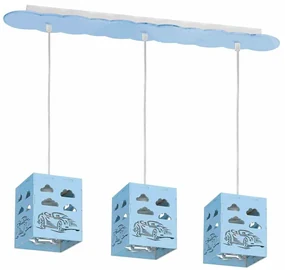 Lampa wisząca RALLY BLUE 3xE27 60W, potrójny, dla chłopca, dziecięcy