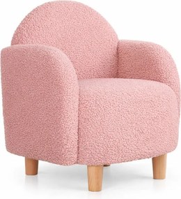 Różowy fotel dziecięcy z materiału bouclé Moylo – Artie