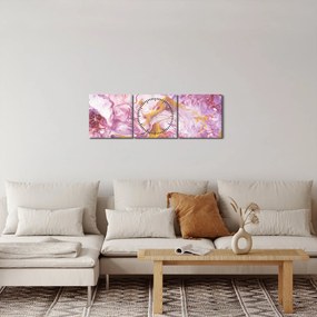 Obraz - Różwa abstrakcja (z zegarem) (90x30 cm)