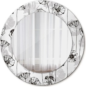 Lustro dekoracyjne okrągłe Kwiaty maki
