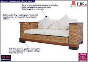 Sofa Otma 2A dwuosobowa - rattan + brąz