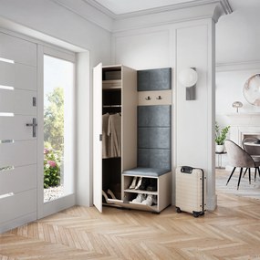 Masseno Garderoba LORI 95/181/51 cm Nowoczesna Szafa do Przedpokoju Kaszmir, MONOLITH 85 (Szary)
