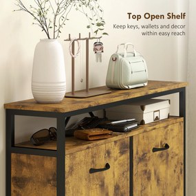 HOMCOM Szafka na buty z 4 składanymi szufladami, smukły design, otwarta półka, dla 12-20 par butów, stal, brązowy