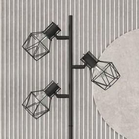 HOMCOM Lampa stojąca z 3 regulowanymi elementami oświetleniowymi, struktura przypominająca drzewo, do salonu i sypialni, metal, Kolor Czarny