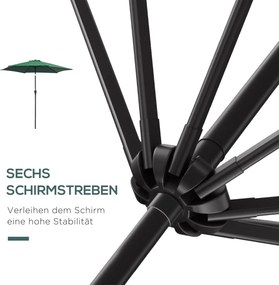 Outsunny® Parasol Ogrodowy Przeciwsłoneczny Aluminium Zielony