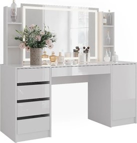 Stół toaletowy biały/biały wysoki połysk 158.2x50.1x76 sherry