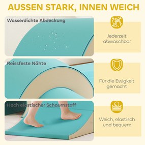 AIYAPLAY 5-częściowy zestaw miękkich bloków dla niemowląt i małych dzieci, pianka, sztuczna skóra, 5 kreatywnych form, zestaw do wspinaczki wewnętrznej, raczkowania, zabawy, zielony