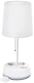 Aigostar - Lampa stołowa z gniazdami 1xE27/60W/230V biała