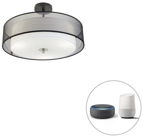 Inteligentna lampa sufitowa czarno-biała 50 cm w zestawie 3 WiFi A60 - Drum Duo Nowoczesny Oswietlenie wewnetrzne