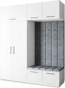 Masseno Garderoba REMA 200/240/60 cm Nowoczesna Szafa do Przedpokoju Biała, MONOLITH 85 (Szary)