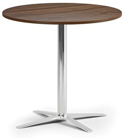 Stolik kawowy AURA, średnica 80 cm, chrom podstawa, orzech