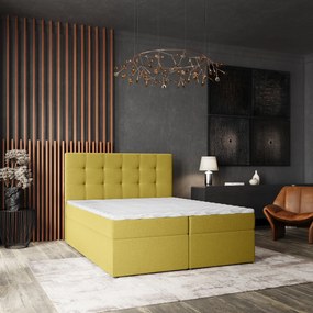 Masseno Łóżko kontynentalne PALMA z pojemnikiem na pościel 140x200 cm - Żółty, SORO 40