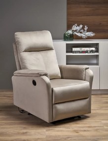 Fotel rozkładany CROCUS VELVET beżowy elektryczny HALMAR