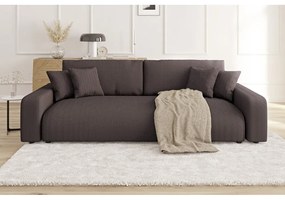 Brązowa sztruksowa rozkładana sofa ze schowkiem 234 cm Sara – Ropez