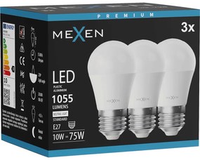 Mexen Nova 3x żarówka LED E27, G45, 10W, Neutralna - 4000K, 1055 lm - L101-E27-1040-01x03