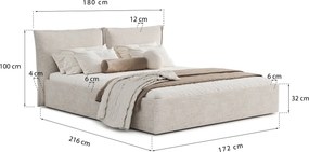 Łóżko Pillow 160x200, tkanina WIND 05, stelaż metalowy