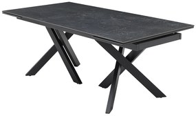 Stół do jadalni rozkładany dla 8 do 12 osób ze szkła hartowanego i ceramiki - Efekt czarnego marmuru - MARISO