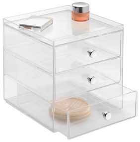 Przezroczysty organizer z 3 szufladami iDesign Drawers, wys. 18 cm