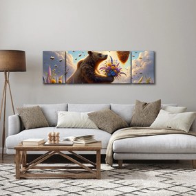 Obraz - Niedźwiedź i pszczoły (170x50 cm)