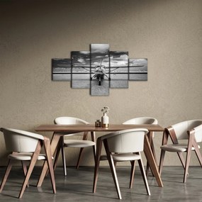 Obraz - Samolot czarno-biały (125x70 cm)
