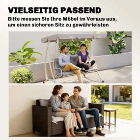 Outsunny Poduszka na Ławkę 3-Osobową 150x98x8 cm z Taśmami, Poduszka na Meble Ogrodowe i Huśtawkę Hollywoodzką, Jasnoszary