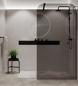 Ścianka prysznicowa WALK IN FIX grafitowa 8 mm MOLIS Grafit Square MASSI I Różne rozmiary : Kolor profili kabiny - złoty szczotkowany, Szerokość ścianki - 110 cm , Typ montażu - WALK in FIX (Do ściany)