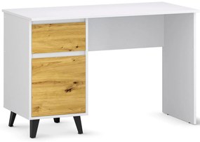 Skandynawskie biurko z szafką i szufladą biały + dąb artisan L5-C56