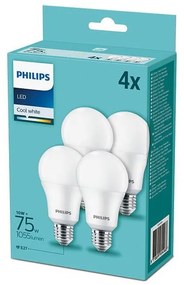 SET 4xLED Żarówka Philips A60 E27/10W/230V 4000K