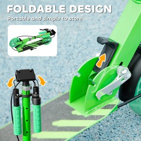 AIYAPLAY Hulajnoga dla dzieci, podwójne hamulce, metalowa rama, podnóżek, składana, 3-8 lat, Zielony