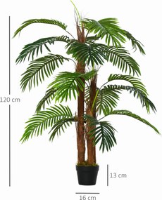 HOMCOM Sztuczna Palma 120cm Roślina Dekoracyjna do Domu i Biura z Doniczką | Aosom PL