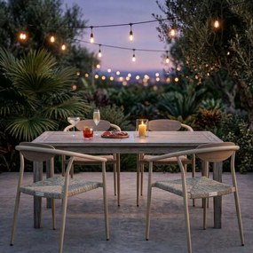 Krzesło Ogrodowe Beżowe 56x61x74,5 cm Plecione Naturalne Sznurki Nowoczesne