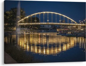 Obraz mostu z fontanną (70x50 cm)
