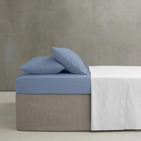 Niebieskie prześcieradło z perkalu z gumką 150x200 cm Easy Iron Percale – Catherine Lansfield