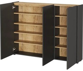 Antracytowa szafka na buty w dekorze dębu 138x105x25 cm Libbiano – Germania