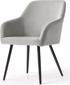 Zestaw 4 szarych krzeseł tapicerowanych welurem - Terviso 2X