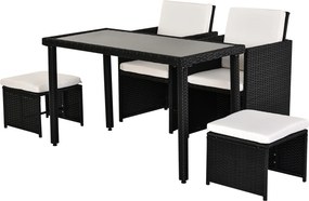 Outsunny komplet stół z krzesłami z technorattanu zestaw ogrodowy komplet 11 el. czarny + beżowy;