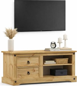 Sosnowa szafka RTV z 2 szufladami C7-G28