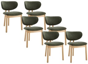 Zestaw 6 krzeseł z tkaniny i drewna kauczukowego - Zielony - FALDRA