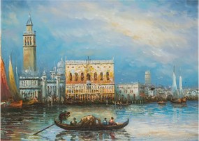 Obraz na szkle - Gondola przejeżdżająca przez Wenecję, obraz olejny (70x50 cm)