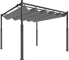 Outsunny Pergola ok. 3x3 m wolnostojące zadaszenie tarasu z rozsuwanym dachem, magnetyczna podkładka, słup 8 cm, odporne na UV | Aosom PL