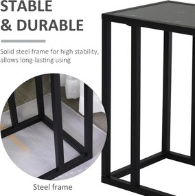 HOMCOM Stolik Boczny w Kształcie Litery C, Oszczędność Miejsca, Nocny/Coffee Table, Imitacja Marmuru, 45 x 30 x 51,5 cm