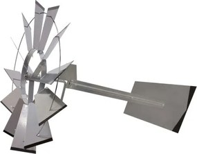 Wiatrak ogrodowy ozdobny 245 cm srebrny w stylu amerykańskim.