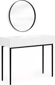 Toaletka Nicole z czarnym lustrem 60 cm - biały mat / czarne nóżki