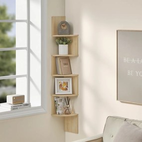 Narożna półka ścienna ESTANTE, 5 półek w dekorze dąb artisan, 126x20cm