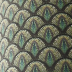 Abażur welurowy z wzorem pawia 40/40/40 złoto wewnątrz