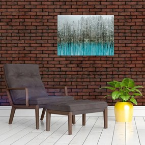 Obraz na szkle - Turkusowy staw, Biei, Japonia (70x50 cm)